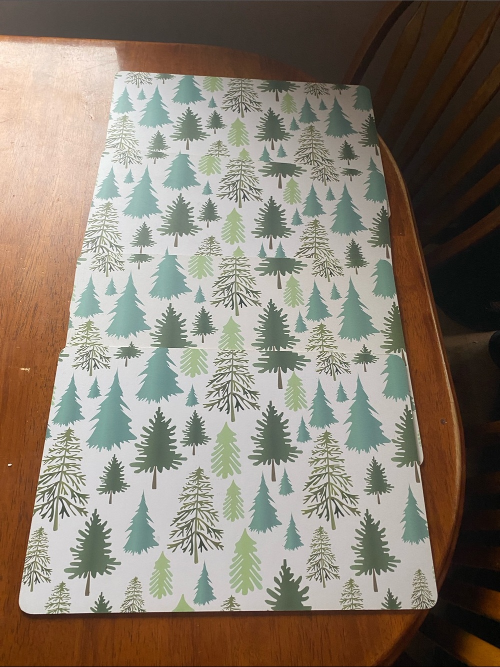 Forest Print Placemats - Green and Teal Tree Design (Set)